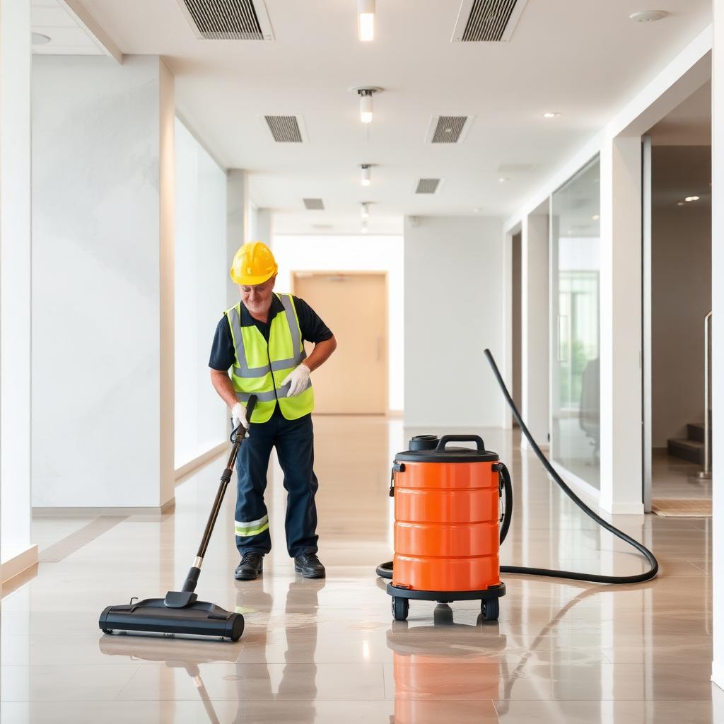 Équipe Queen Shop Étoilée avec aspirateur industriel après chantier